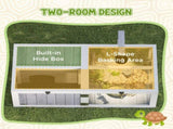 Wooden Tortoise House with Lamp Holder, Clear Windows, Openable Tops, Built-In Tray, Light Grey T3398P425330