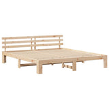 Bed Frame with Headboard Natural 200 x 200 cm Solid Pine Wood 872596