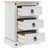 Bedside Table Corona White 45 x 35 x 64 cm Solid Pine Wood 42021187