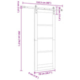 Sliding Door 78 x 202 cm Engineered Wood White and Black 3449959