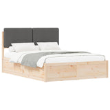 Bed Frame with Upholstered Headboard Dark Grey 135 x 190 cm 3398170