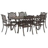 Garden Dining Set 7 pcs Bronze Aluminium 3334656