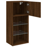 TV Cabinet with LED Lights Brown Oak 40.5x30x90 cm 837055