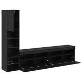 TV Wall Unit with LED 4 pcs Black Oak Engineered Wood 3402967