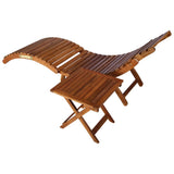 Sunlounger with Table Solid Acacia Wood Brown 46653