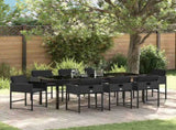 Garden Dining Set 9 pcs Black Poly Rattan 3380720
