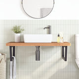 Basin Shelf Wall Mounted Steel and Solid Wood Beech 3302531