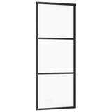 Sliding Door with Hardware Set Black 76x205 cm ESG Glass 3375901
