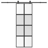 Sliding Door with Hardware Set 76x205 cm Tempered Glass&Aluminium 3333010