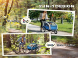 2 Seat Bike Trailer with 5 Point Harness, Baby Bike Stroller with Safety Flag, Reflectors, for 18 T3398P348586