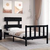 Bed Frame without Mattress Black 100x200 cm Solid Wood Pine 3193265