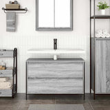 Bathroom Basin Cabinet with Drawers Grey Sonoma 90x34.5x60 cm 861880