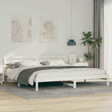 Bed Frame with Headboard White 200 x 200 cm Solid Pine Wood 3385746