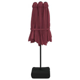 Double-Head Garden Parasol with LEDs Bordeaux Red 449x265 cm 362957
