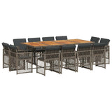 13 Piece Garden Dining Set with Cushions Grey Poly Rattan 3210866