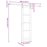 Sliding Door Natural and Black 61 x 198.5 cm Solid Pine Wood 3445404