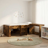 Kids'High Bed Frame with Desk 2 pcs Smoked Oak Engineered Wood 3423482