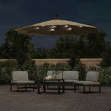 Cantilever Garden Parasol with LED Lights and Steel Pole 300 cm Taupe 44522