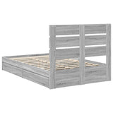 Storage Bed Grey Sonoma 135 x 190 cm Engineered Wood 3411907