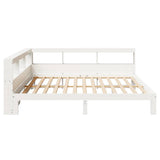 Bookcase Bed without Mattress White 180x200 cm Super King Solid Wood Pine 3324374