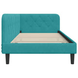 Corner Bed Frame with Headboard Turquoise 90 x 190 cm Velvet 42016604