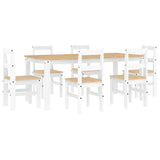 7 Piece Dining Set PANAMA White Solid Wood Pine 3345193