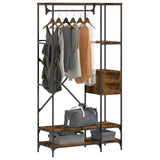 Clothes Rack with Shelves Smoked Oak Engineered Wood 847861