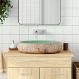Countertop Basin Green and Brown Oval 59x40x15 cm Ceramic 155077