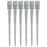 Ground Spikes 6 pcs Silver 9x9x90 cm Galvanised Steel 145417