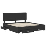 Bed Frame with Headboard Black 200 x 200 cm Engineered Wood 3412743