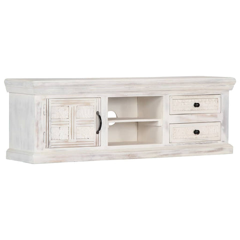 ZNTS TV Cabinet White 120x30x40 cm Solid Mango Wood 249869