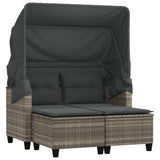 Garden Sofa Light grey PE rattan, powder-coated steel, polyester 365786