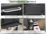 Charcoal Barbecue Grill Trolley Garden Smoker with Shelves, Adjustable Height, Thermometer on Lid, T3398P318759