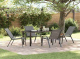 Garden Dining Set 5 pcs Grey and Black Powder-coated Steel 3379123