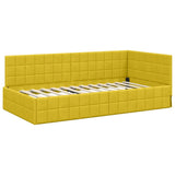 Corner Bed Frame with Headboard Yellow 90 x 200 cm Velvet 42016394