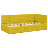 Corner Bed Frame with Headboard Yellow 100 cm x 200 cm Velvet 42016404