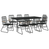 9 Piece Garden Dining Set Black PVC Rattan 3060272