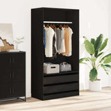 Wardrobe Black 100x50x200 cm Engineered Wood 800604