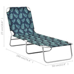 ZNTS Folding Sun Lounger Steel and Fabric Leaves Print 310331