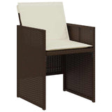 3 Piece Bistro Set with Cushions Brown Poly Rattan 365065