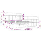 Bed Frame White Steel Double Bed Frame Rectangular 352648