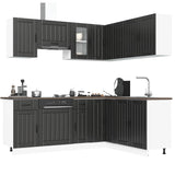 11 Piece Kitchen Cabinet Set "Lucca" Black Engineered Wood 3314952