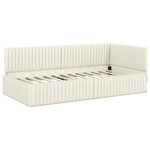 Corner Bed Frame with Headboard Cream 100 x 200 cm Velvet 42016283