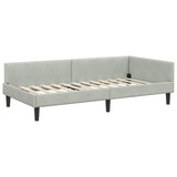 Corner Bed Frame Light Grey 100 cm x 200 cm Velvet 42016164