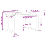 ZNTS Coffee Table O-Frame 70x70x40.5 cm Solid Wood Pine and Steel 3282727