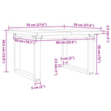 Coffee Table O-Frame 70x70x40.5 cm Solid Wood Pine and Steel 3282727