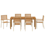Garden Dining Set 7 pcs Beige Solid Acacia Wood 3365543