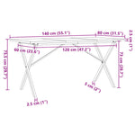 ZNTS Dining Table X-Frame 140x80x75.5 cm Solid Wood Pine and Steel 3282764