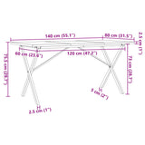 ZNTS Dining Table X-Frame 140x80x75.5 cm Solid Wood Pine and Steel 3282764