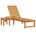 Sun Lounger Reclining Brown 53 x 202 x 89cm Solid Acacia wood 4108107